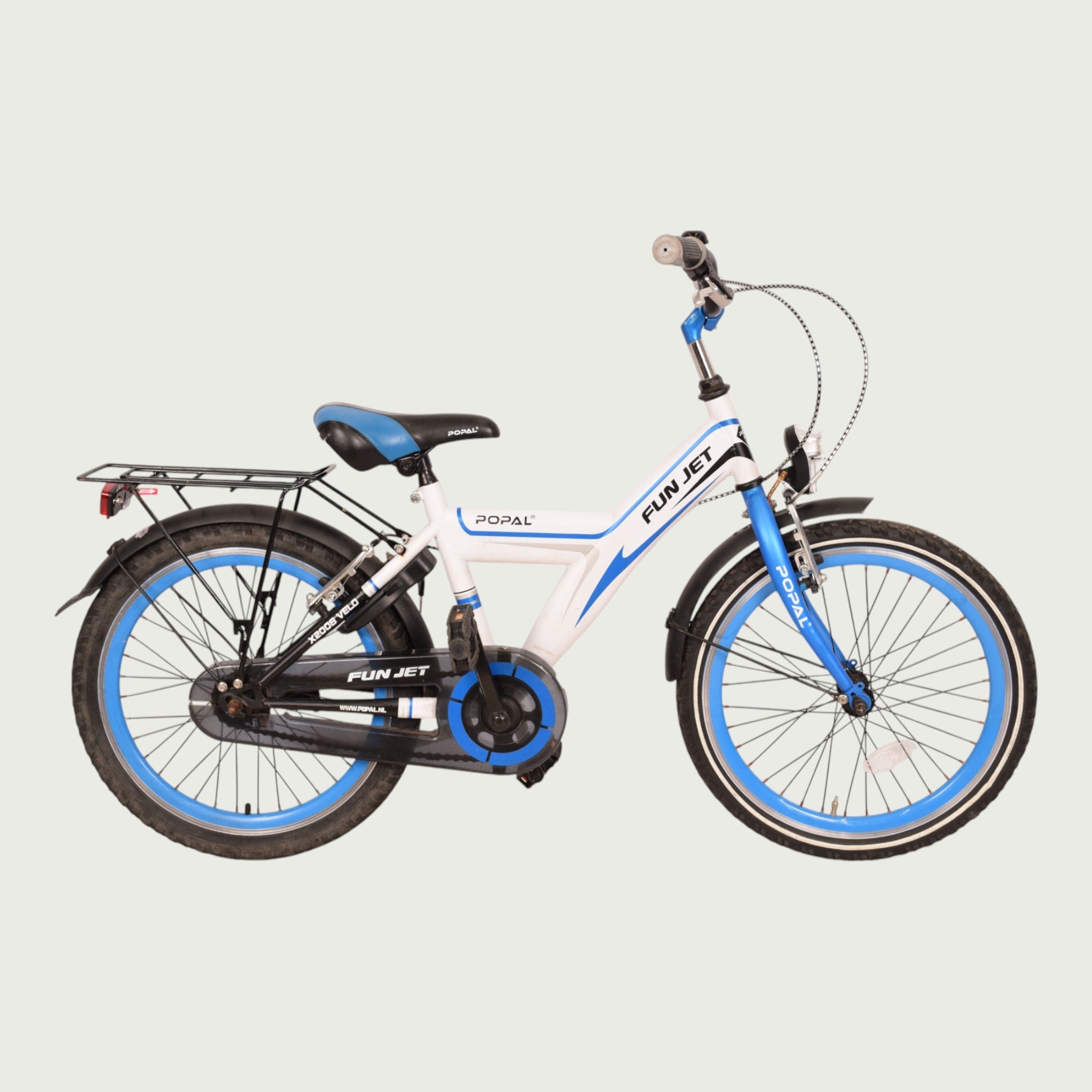 Popal 20-inch children's bicycle - Color: white and blue - Ages 7 and 8