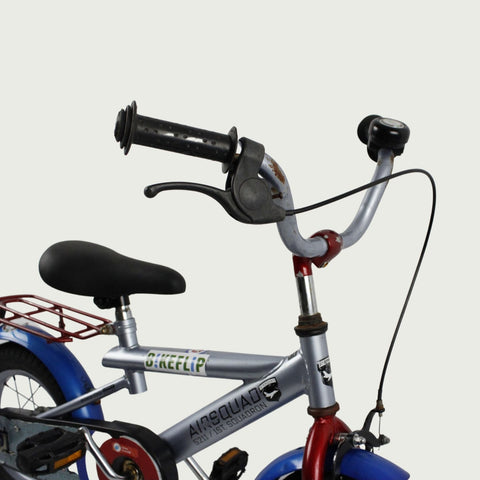 12.116 - BikeFlip, 12 inch kinderfiets, terugtraprem, handrem, kabelslot, siliconen verlichting, zilver fiets