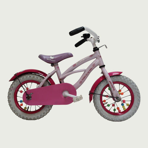12.2 - BikeFlip, 12 inch, lengte kind: 85-100 cm, terugtraprem, zonder versnellingen, kabelslot, roze licht paars fiets