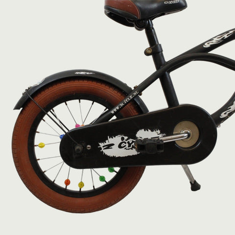 14.26 - BikeFlip, 14 inch fiets, zwarte cruiser, terugtraprem, geen versnellingen, kabelslot, kinderfiets