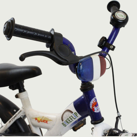 12.86 - BikeFlip, 12 inch kinderfiets, politiefiets, lichtsirene, blauw, terugtraprem, handrem, kabelslot, stoer, avontuur