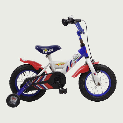 12.10 - BikeFlip, Blauw wit rode fiets, Kabelslot, Terugtraprem en handrem