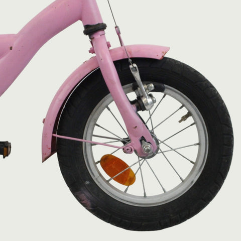 12.44 - BikeFlip, kinderfiets, 12 inch, roze fiets, terugtraprem, handrem, geen versnellingen, kabelslot, zijwieltjes