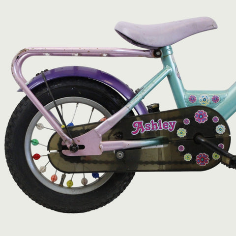 12.92 - BikeFlip, 12 inch kinderfiets, licht roze en blauw, terugtraprem, handrem, geen versnellingen, verlichting, kabelslot