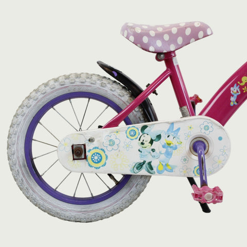 14.18 - BikeFlip, 14 inch kinderfiets, roze fiets, Disney-thema, terugtraprem en handrem, geen versnellingen, kabelslot