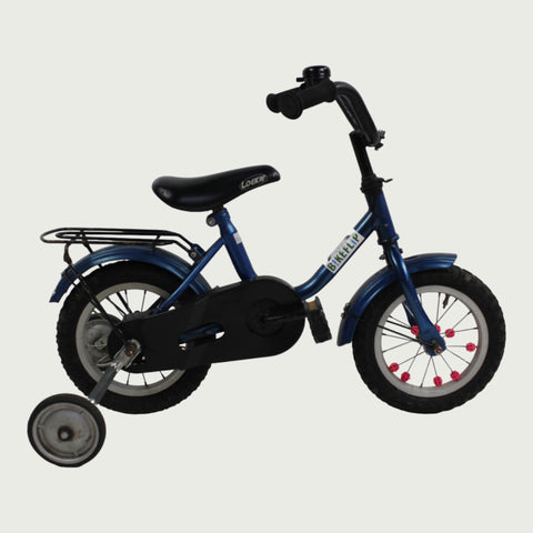 12.88 - BikeFlip, 12 inch kinderfiets, blauw, terugtraprem, handrem, geen versnellingen, kabelslot, zijwieltjes optioneel