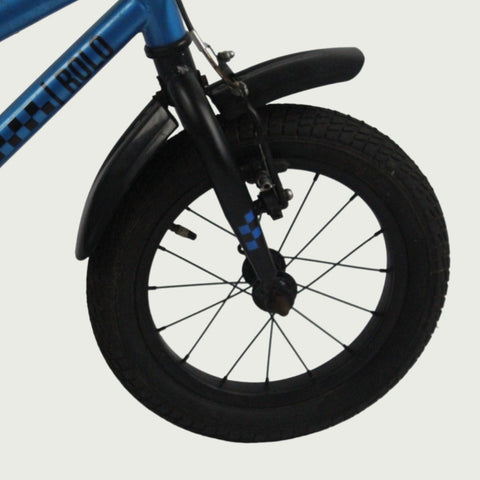 14.20 - BikeFlip, 14 inch fiets, blauwe sportieve fiets, zijwieltjes, terugtraprem, geen versnellingen, kabelslot