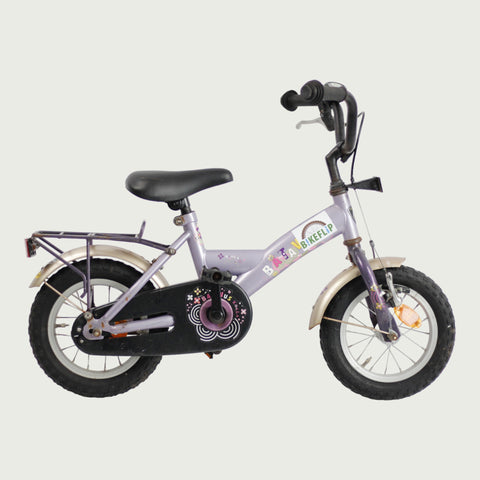 12.99 - BikeFlip, 12 inch kinderfiets, paars, Batavus, terugtraprem, handrem, kabelslot, elegant ontwerp
