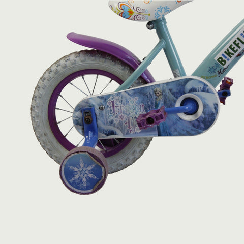 12.102 - BikeFlip, 12 inch kinderfiets, kleine ijsprinsessen, veelkleurig Frozen thema, mandje aan de voorkant