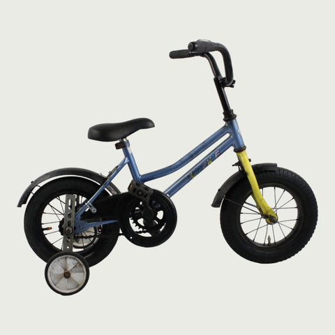 12.74 - BikeFlip, 12 inch kinderfiets, blauw fiets, Loekie, terugtraprem, kabelslot, stevig, stijlvol, geschikt voor beginner