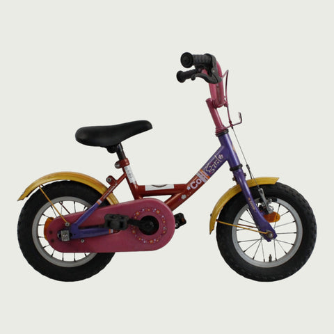 12.41 - BikeFlip, kinderfiets, 12 inch, rode fiets, terugtraprem, handrem, geen versnellingen, kabelslot, zijwieltjes
