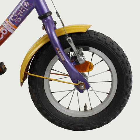 12.41 - BikeFlip, kinderfiets, 12 inch, rode fiets, terugtraprem, handrem, geen versnellingen, kabelslot, zijwieltjes