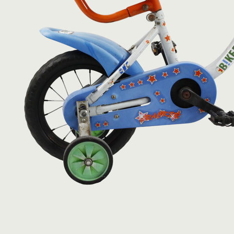 12.103 - BikeFlip, 12 inch fiets, zijwieltjes, handige houvast, terugtraprem, kabelslot, 85-100 cm kind, kledingmaat 86-98