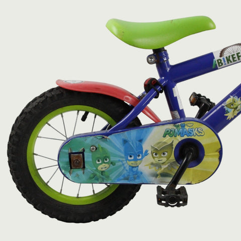 12.83 - BikeFlip, 12 inch kinderfiets, blauwe fiets, terugtraprem, handrem, geen versnellingen, kabelslot, vrolijk, kleurrijk