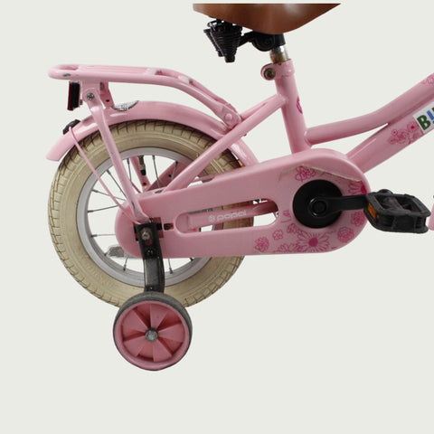 Kinderfiets 4 jaar, 12 inch, 12.105, BikeFlip, kinderfiets met voorrekje, roze fiets, fiets handrem, Optionele zijwieltjes