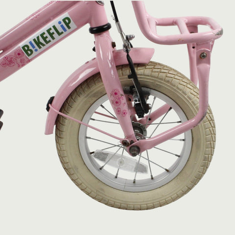 Kinderfiets 4 jaar, 12 inch, 12.105, BikeFlip, kinderfiets met voorrekje, roze fiets, fiets handrem, Optionele zijwieltjes