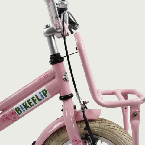 Kinderfiets 4 jaar, 12 inch, 12.105, BikeFlip, kinderfiets met voorrekje, roze fiets, fiets handrem, Optionele zijwieltjes