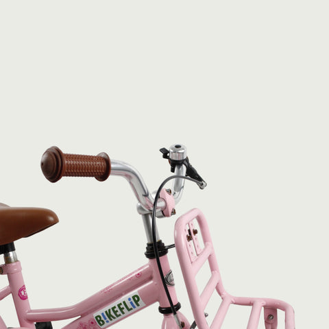 Kinderfiets 4 jaar, 12 inch, 12.105, BikeFlip, kinderfiets met voorrekje, roze fiets, fiets handrem, Optionele zijwieltjes