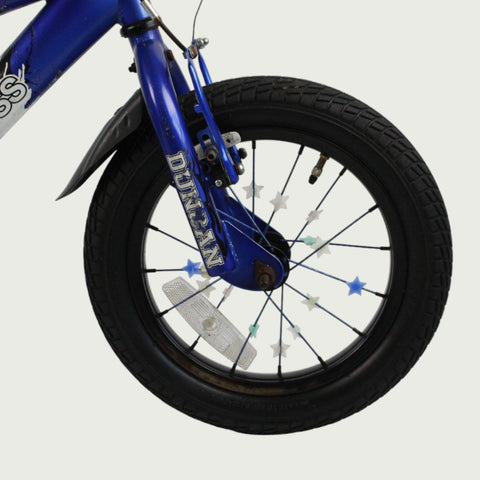 14.24 - BikeFlip , 14 inch fiets, blauwe Popal fiets, terugtraprem, geen versnellingen, kabelslot, kinderfiets