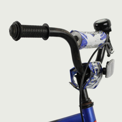 14.24 - BikeFlip , 14 inch fiets, blauwe Popal fiets, terugtraprem, geen versnellingen, kabelslot, kinderfiets