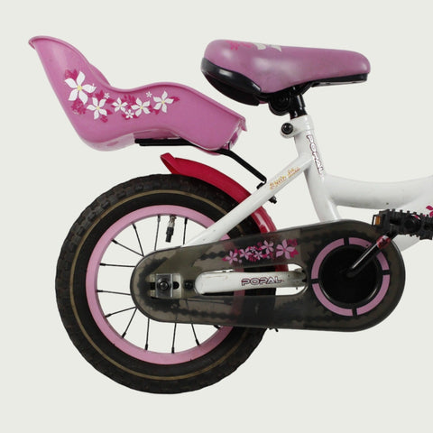 12.111 - BikeFlip, kleurrijke kinderfiets, 12 inch fiets, wit roze rood fiets, terugtraprem, met zijwieltjes, kinderen fiets