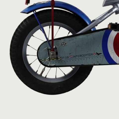 12.116 - BikeFlip, 12 inch kinderfiets, terugtraprem, handrem, kabelslot, siliconen verlichting, zilver fiets