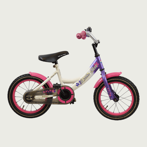 BikeFlip - 14.37 - BikeFlip, 12 inch fiets, veelkleurige Popal fiets, terugtraprem en handrem, geen versnellingen, kabelslot