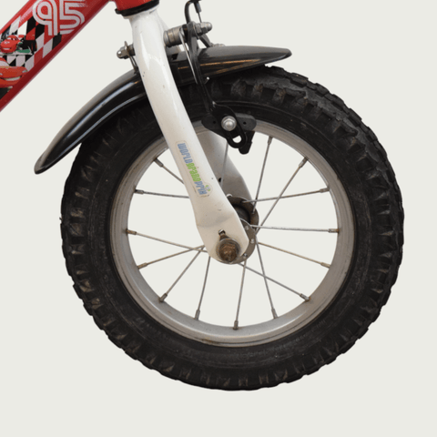 12.189 - BikeFlip, 12 inch, 85-100 cm, kledingmaat 86-98, terugtraprem, handrem, geen versnellingen, kabelslot, rood fiets