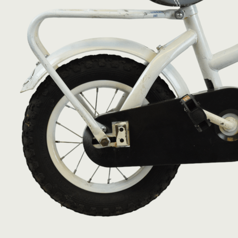 12.168 - BikeFlip, 12 inch Volare fiets, witte fiets, kinderfiets, terugtraprem, handrem, zijwieltjes, kabelslot