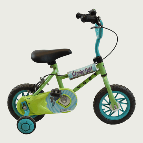 12.169 - BikeFlip, 12 inch groene fiets, kinderfiets, groene fiets, terugtraprem, handrem, zijwieltjes, kabelslot