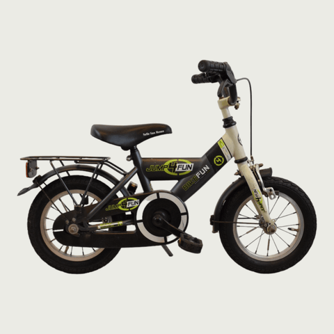 12.176 - BikeFlip, kinderfiets, 12 inch fiets, veelkleurige fiets, terugtraprem, handrem, kabelslot, kinderfiets veelkleurig