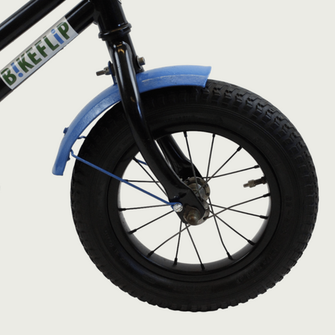 12.118, BikeFlip, 12 inch refurbished kinderfiets, terugtraprem,, kabelslot, zwarte kleur, optionele zijwieltjes