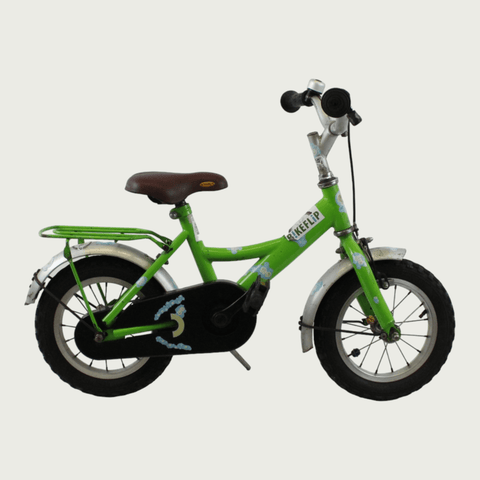 12.6 - BikeFlip, kinderfiets, 12 inch, groene fiets, terugtraprem, handrem, zijwieltjes, kabelslot, stevig, lichtgewicht