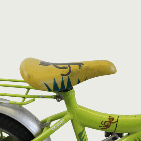 12.28 - BikeFlip, groen, jungle thema, lengte kind: 85-100 cm, terugtraprem, geen versnellingen, kabelslot, geen verlichting