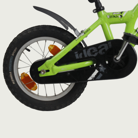 14.6 - BikeFlip, 14 inch fiets, opvallende groene fiets, terugtraprem en handrem, geen versnellingen, kabelslot, verlichting