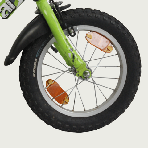 14.6 - BikeFlip, 14 inch fiets, opvallende groene fiets, terugtraprem en handrem, geen versnellingen, kabelslot, verlichting