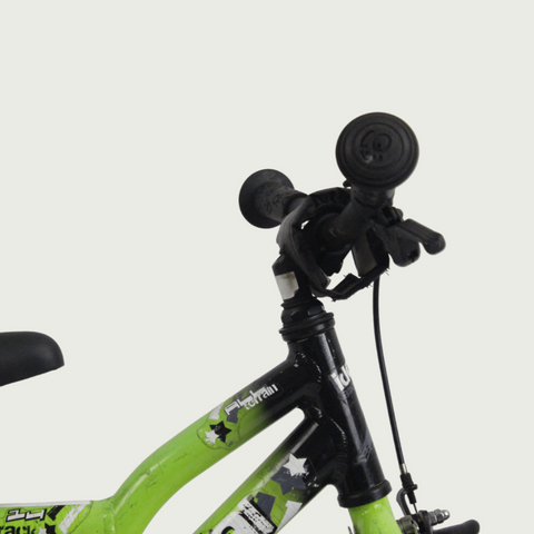 14.6 - BikeFlip, 14 inch fiets, opvallende groene fiets, terugtraprem en handrem, geen versnellingen, kabelslot, verlichting