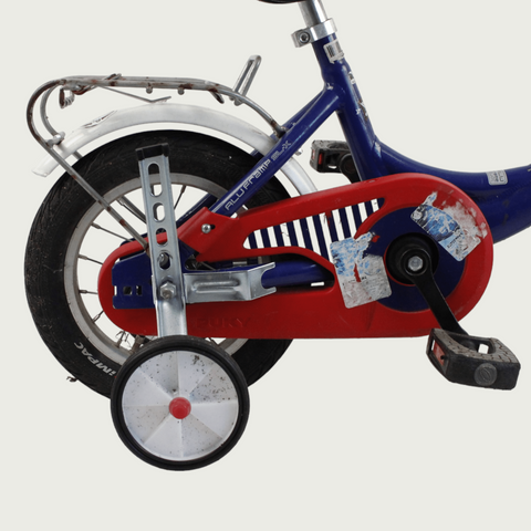 12.21 - BikeFlip, 12 inch, lengte kind: 85-100 cm, terugtraprem, handrem, geen versnellingen, kabelslot, blauw fiets