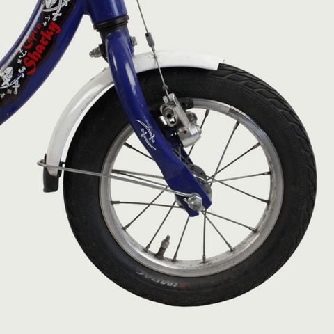 12.21 - BikeFlip, 12 inch, lengte kind: 85-100 cm, terugtraprem, handrem, geen versnellingen, kabelslot, blauw fiets