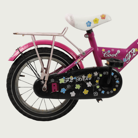 14.4 - BikeFlip, 14 inch fiets, roze fiets, terugtraprem en handrem, geen versnellingen, kabelslot, verlichting