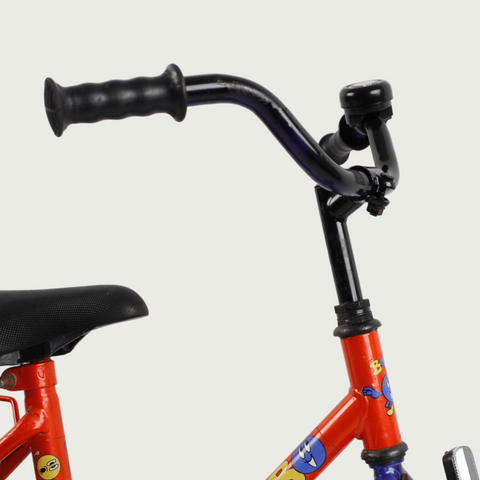 12.109. BikeFlip, 12 inch fiets voor kinderen, kleurrijke kinderfiets, oranje blauwe gele fiets, terugtraprem, 85-100 cm kind