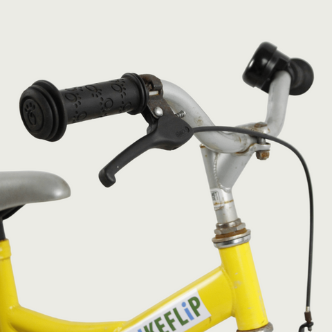 12.112, BikeFlipgele 12 inch fiets kinderen, handrem, terugtraprem, geen versnellingen, kabelslot, 85-100 cm