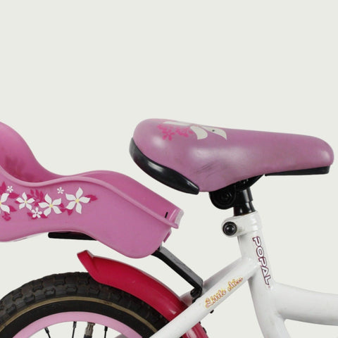 12.111 - BikeFlip, kleurrijke kinderfiets, 12 inch fiets, wit roze rood fiets, terugtraprem, met zijwieltjes, kinderen fiets