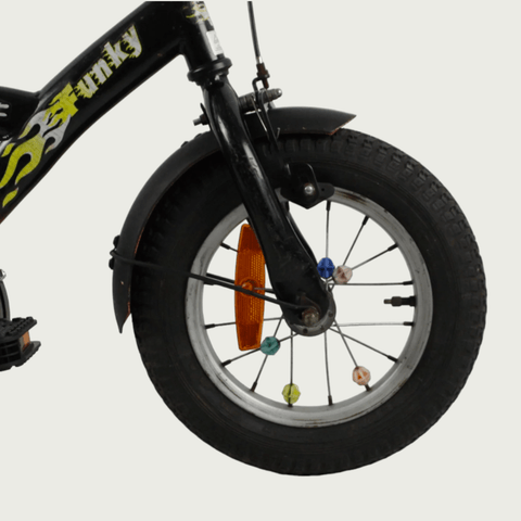12.114 - BikeFlip, rode 12 inch kinderfiets, terugtraprem, handrem, geen versnellingen, kabelslot, voor kinderen 85-100 cm