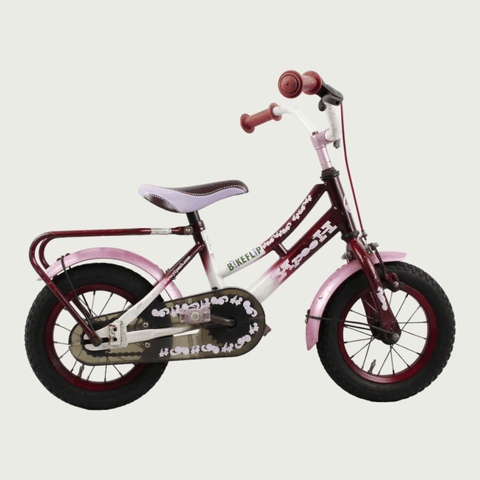 12.3 - BikeFlip, 12 inch roze kinderfiets, kleurrijk design, terugtraprem, handrem, kabelslot, optionele zijwieltjes