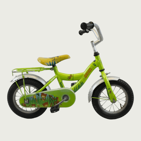 12.28 - BikeFlip, groen, jungle thema, lengte kind: 85-100 cm, terugtraprem, geen versnellingen, kabelslot, geen verlichting