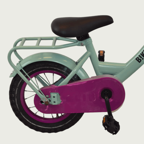 12.162 - BikeFlip, Poedercoat Premium, 12 inch fiets, kinderen 3-4 jaar, groene fiets, terugtraprem, kabelslot
