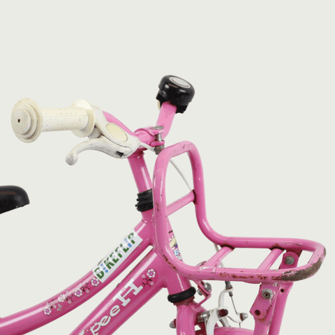 12.95 - BikeFlip, 12 inch kinderfiets, roze fiets, terugtraprem, handrem, geen versnellingen, kabelslot, stoer, avontuurlijk