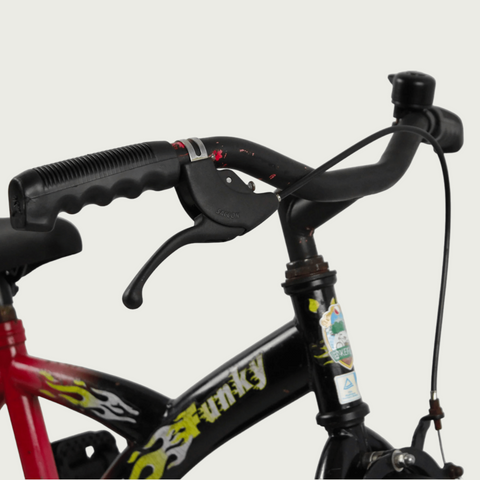 12.114 - BikeFlip, rode 12 inch kinderfiets, terugtraprem, handrem, geen versnellingen, kabelslot, voor kinderen 85-100 cm