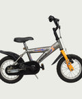 12.155 - BikeFlip,  12 inch kinderfiets, grijze fiets, Batavus fiets, terugtraprem, handrem, kabelslot, zijwieltjes